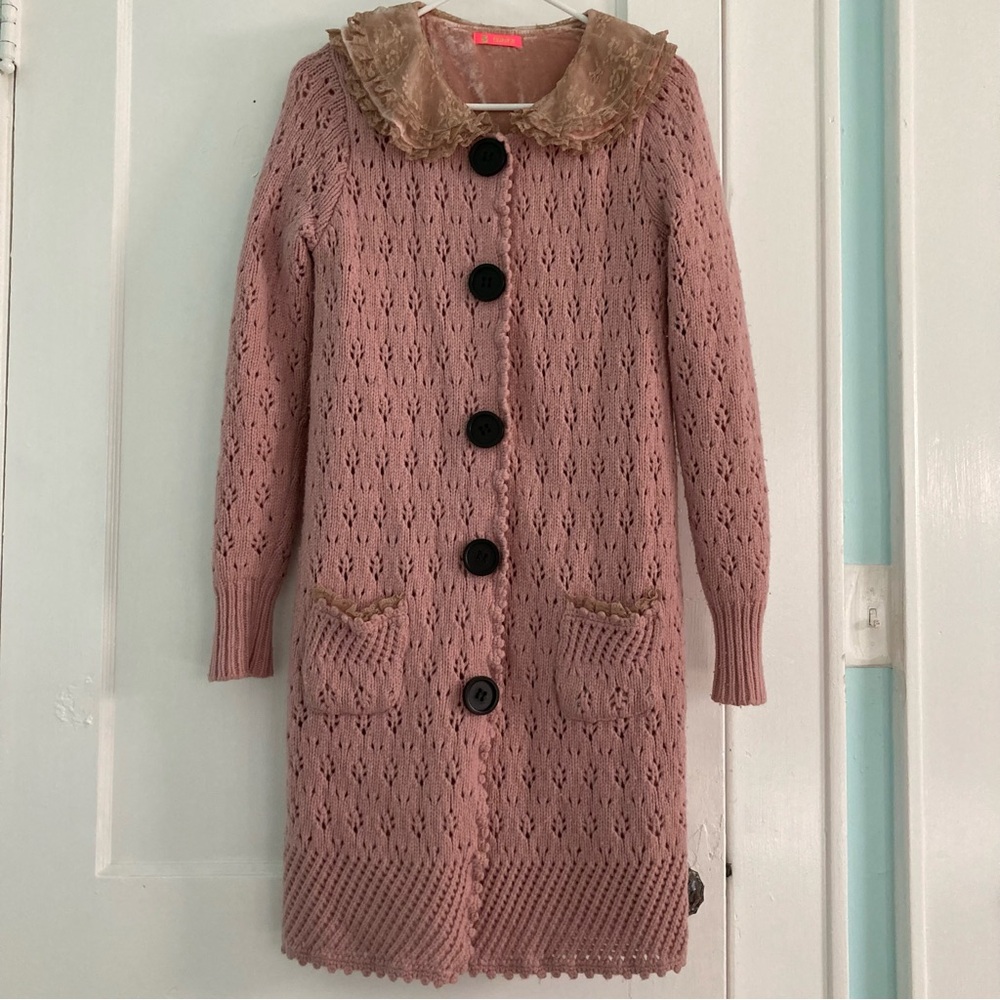 Manoush Pink Lace Collar Women's Cardigan size XS-S